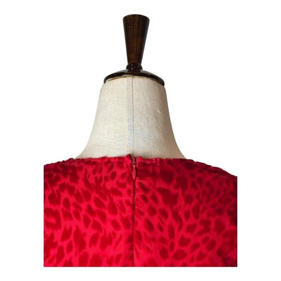 The Kooples Dress Women Large Red‎ Velvet Animal Print Puff Sleeve Mini Party - Picture 5 of 14